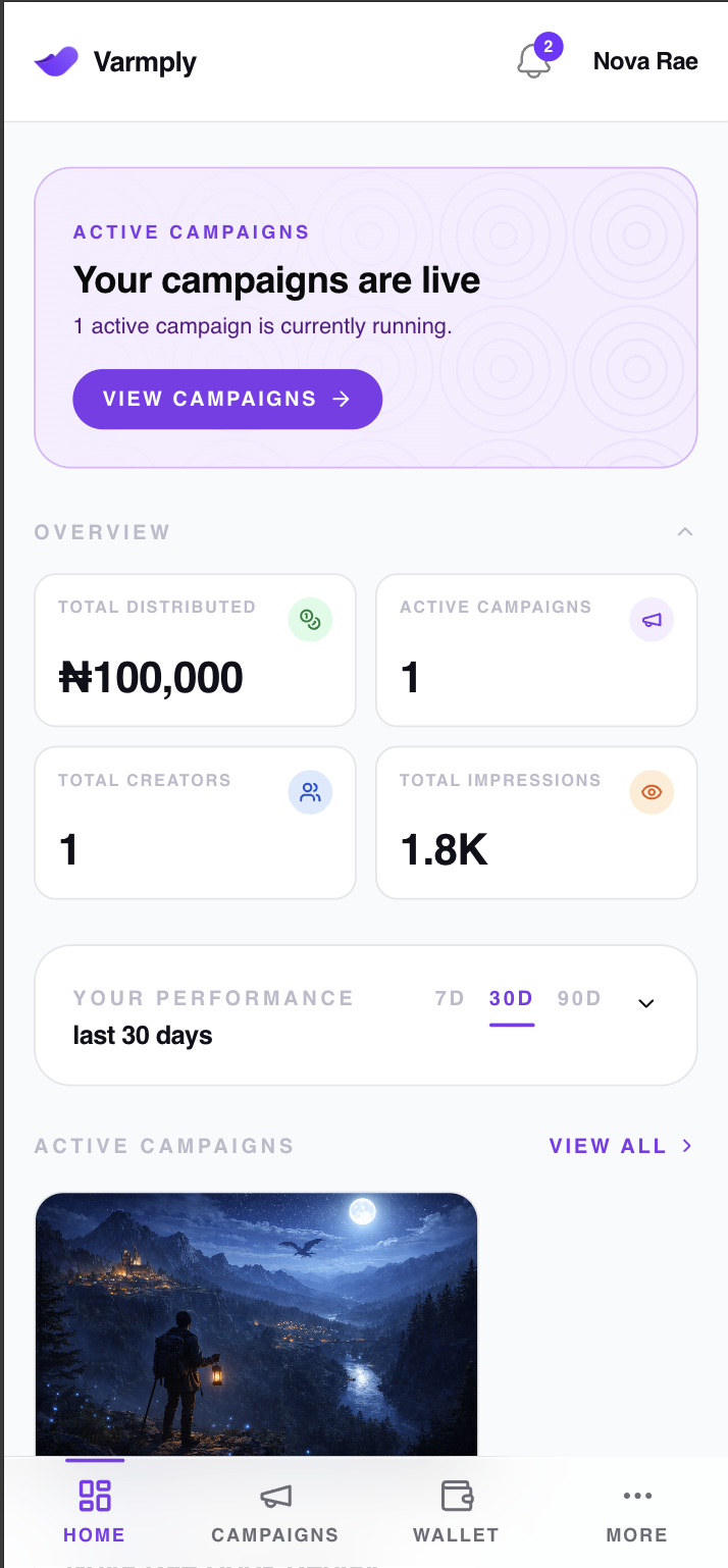 Sponsor dashboard